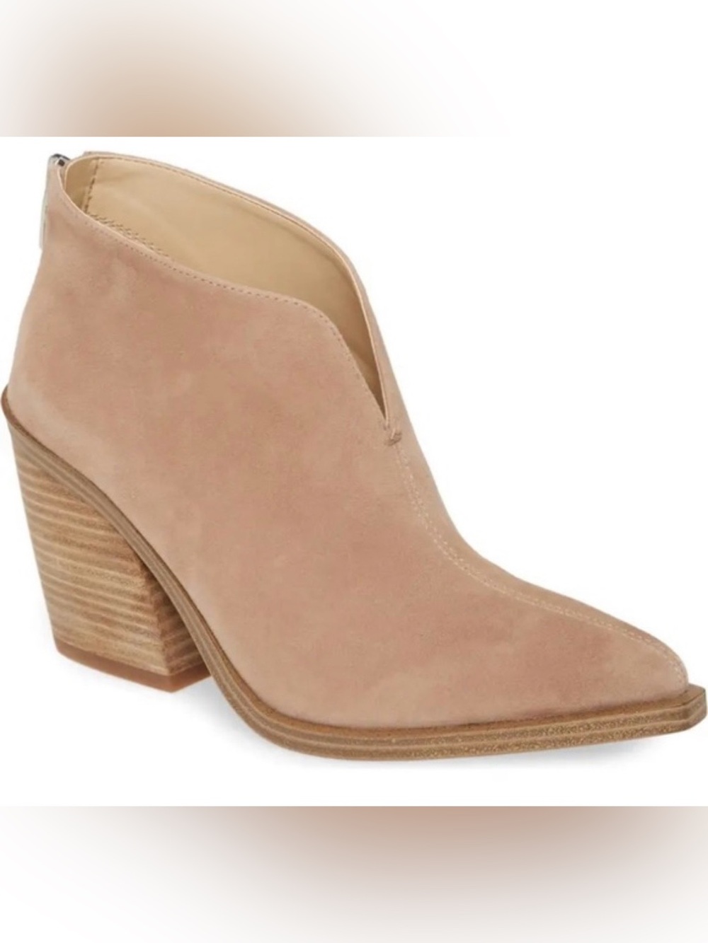 Vince Camuto Blush Suede V-Cut Almond Toe Bootie